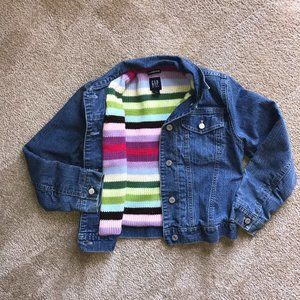 Gap Girls Jean Jacket Lined with Striped Sweater
